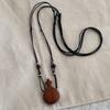 Handmade Retro Wood Beads Necklace Showcasing Artistic Gourd Kettle Charm Trendy Unisex Sweater Chain Accessory