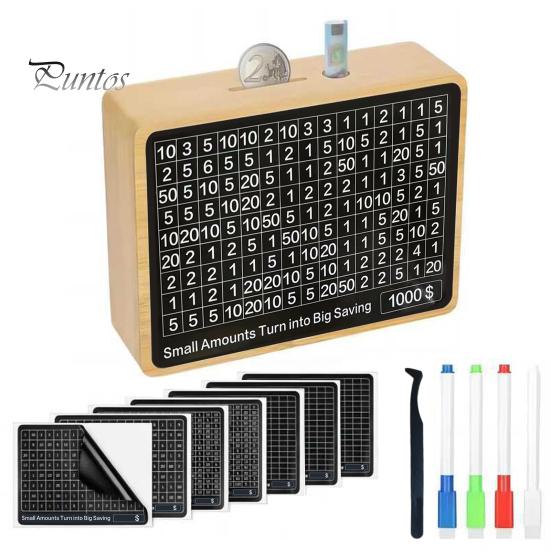 

Деревянная копилка с наклейкой-маркером для номера цели, большой емкостью, копилка для монет, контейнер для денег для детей и взрослых, банка для сбережений, рождественский подарок золотистый