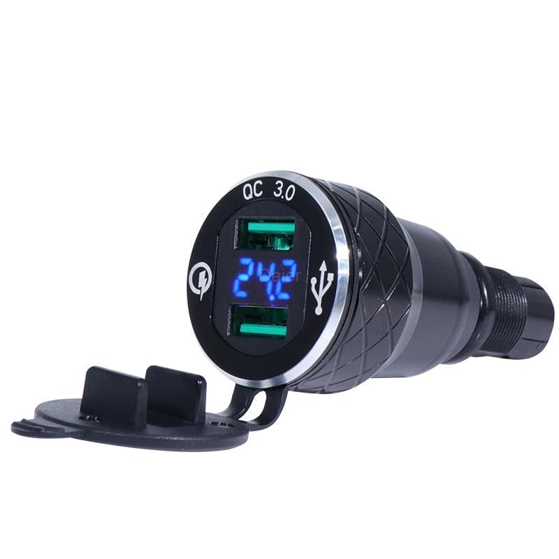 

DaierTek Aluminum Alloy QC3.0 USB Charger Din Socket Plug Power Outlet Voltmeter Dual 5V 4.2A Din To USB Adapter For BMW