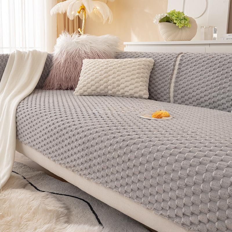 Sofa Cushion Plush Simple Modern Non-Slip Seat Cushions Four Seasons Universal Winter Leather Sofa Cover Towel Backrest Cover Cloth