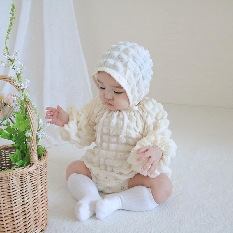 

Комбинезон для девочек из вафельной ткани с пузырьками, весна-осень 2024 г. — одежда для скалолазания для новорожденных. Apricot Hat