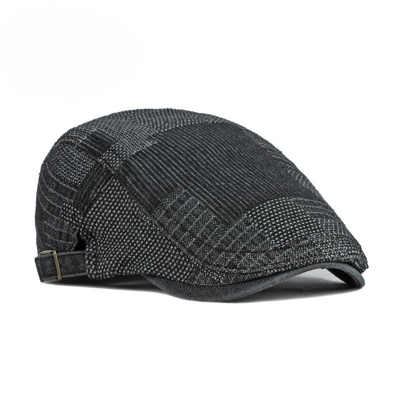Vintage Washed Denim Beret for Men & Women Spring Summer British Style Flat Cap Casual Painter Forward Hat Adjustable Duckbill Cap