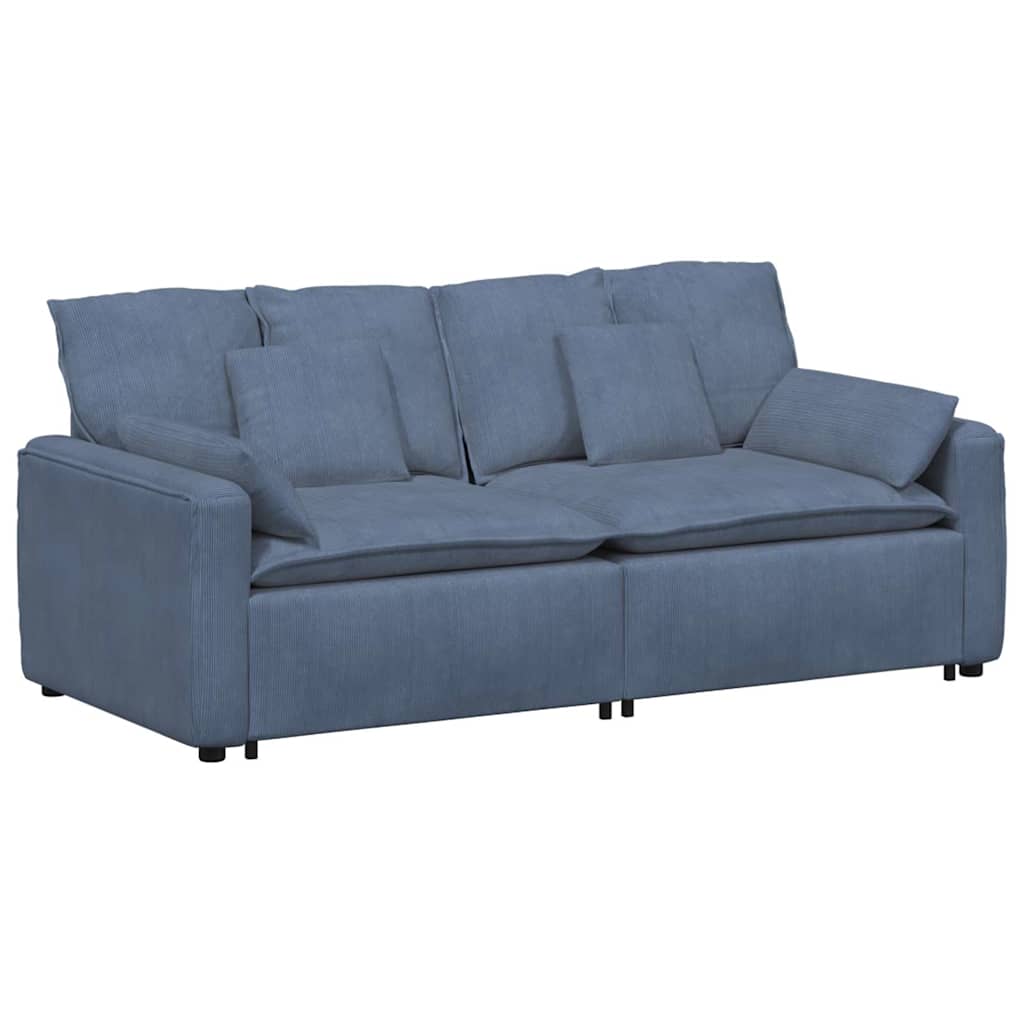 Modular Sofa with Cushions Blue