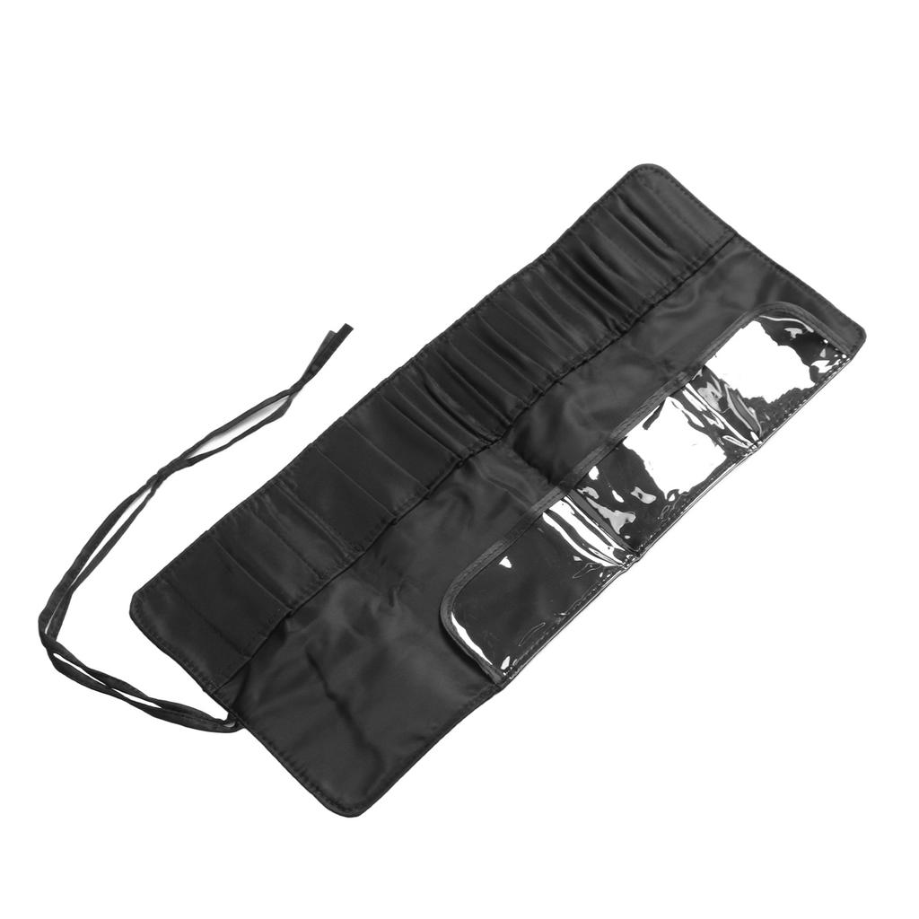 Makeup Brush Case 26 Holes Cosmetic Tool Storage Bag Black Large Capacity Waterproof Travel Makeup