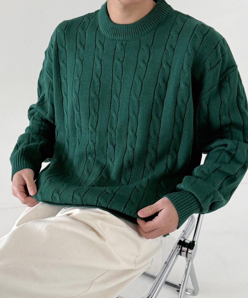 ORIGINALDAY Oversized Round Cable Knit Green