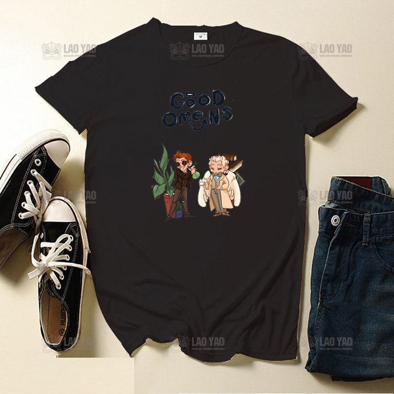 Good Omens Graphic T-Shirt Men Aziraphale Ineffable Go David Tennant Angel Amazing Woman Tees Short Sleeve T Shirt Original