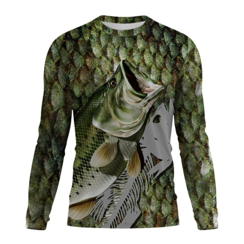 2024 Herren Angelshirt UV-Schutz Rundhals-Top, UPF50+ Herren Langarm Angelshirt/Sommer Outdoor-Sport Herrenbekleidung