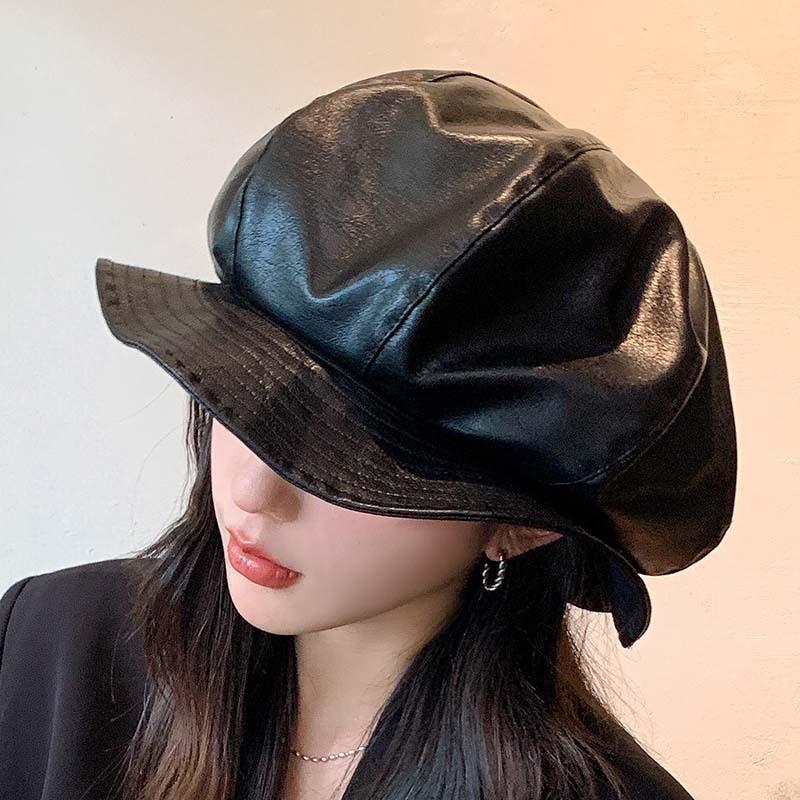 

Womens Leather Wide Brim Autumn Fashion Accessory For Stylish Fall Wear чёрный