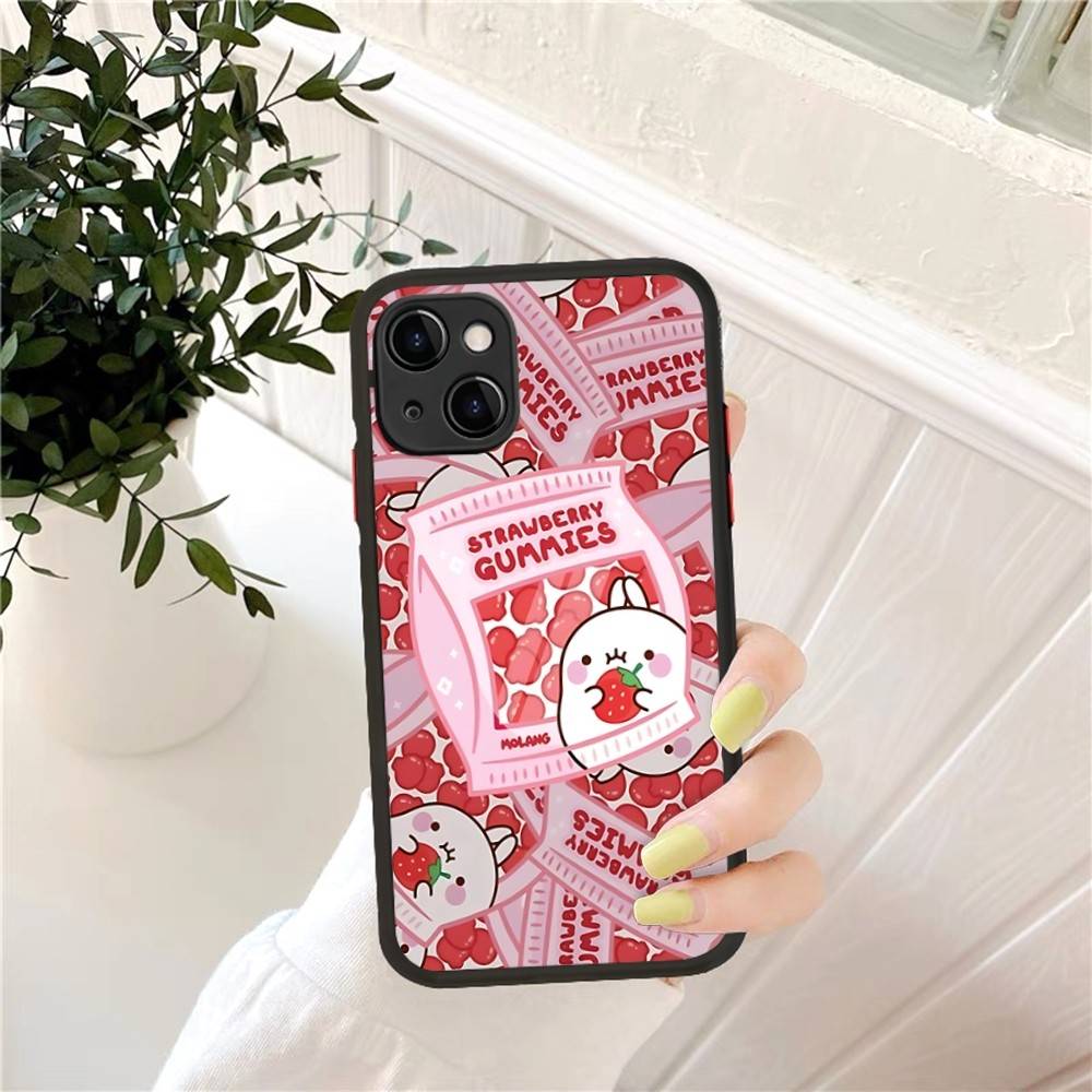 Kawaii M-Molangs Phone Case for iPhone 16 15 14 11 12 13 Pro Max X XS Translucent Matte Cover