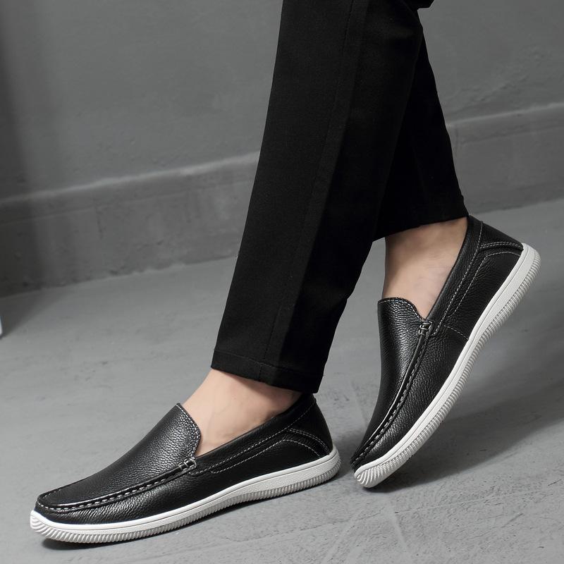 Men's shoes 2025 summer new men's soft-soled one-pedal lazy shoes light luxury comfortable wear-resistant Doudou casual leather shoes