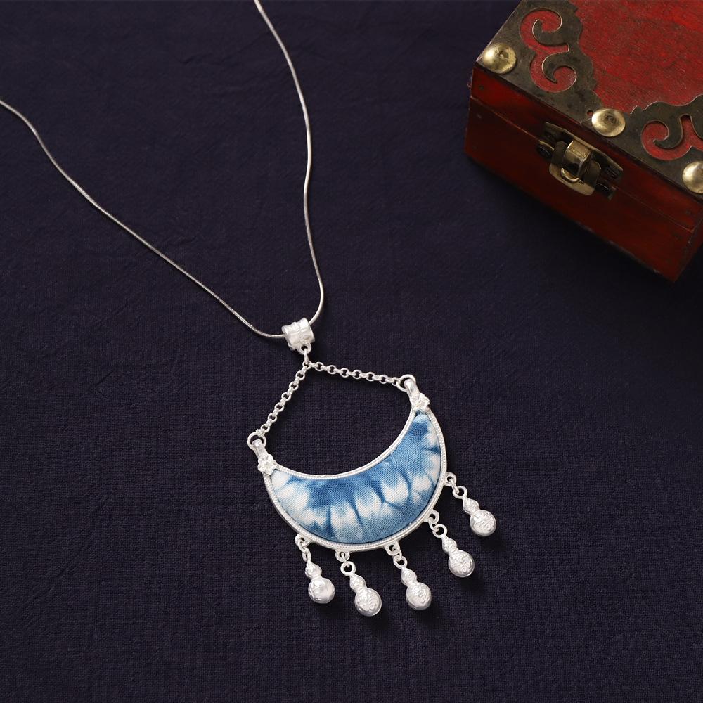 Ethnic style handmade necklace, vintage butterfly pendant, Chinese-style sweater chain