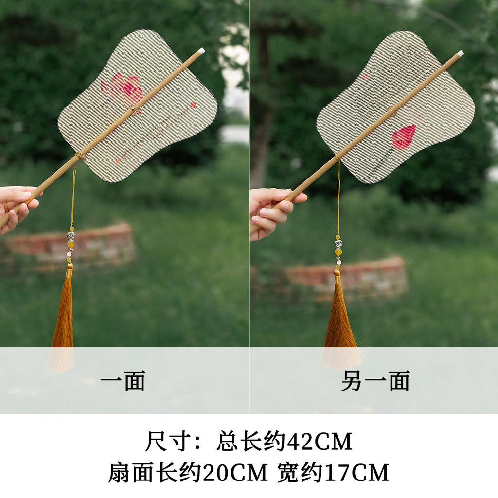Vintage Folding Bamboo Fan Handmade Non Heritage Song Style Tassel Waist Fan Portable Dance Fan