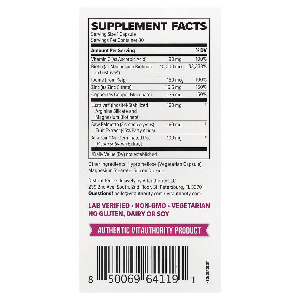 Vitauthority Hair Growth Activated, 30 Capsules