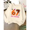Kids Unisex Crewneck Sweatshirt, Graffiti Style Number 67 Six Seven Smiley Scrawl Print Soft Fleece Pullover For Kids Over 4 Years Old