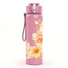1PC Soft Orange Peony Floral Simple Art 750ml Color Plastic Sports Water Bottle Leakproof Flip Straw Lid Suitable for Sports Office Home Use