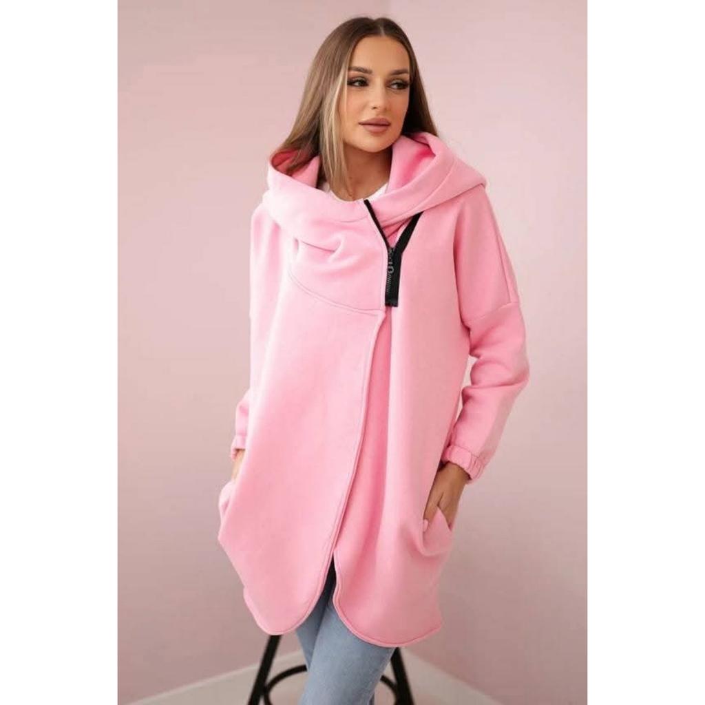 Hooded, Sweatshirt, Fleece, Sweatshirt, Casual, Long-sleeved, Zipper, Coat, Women's, Plate-size, Coat