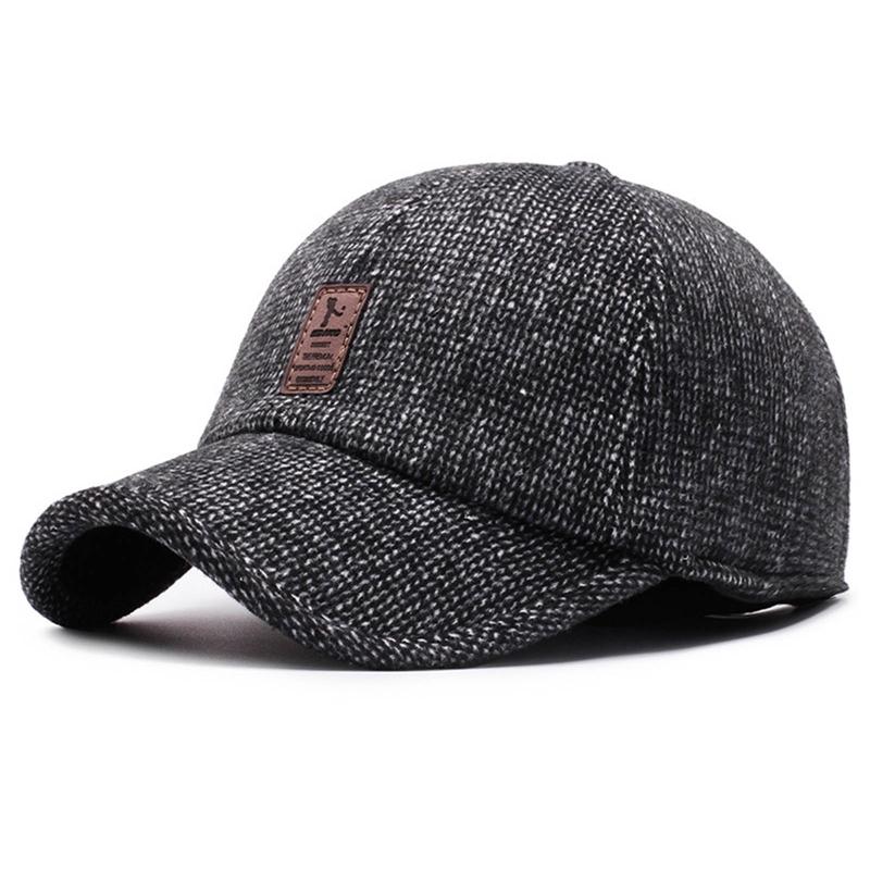 Baseball Cap with Ear Flaps Full Cap Men's Outdoor Hiking Sport Cap Old School Style Dad Hat Woolen Cap Winter/Autumn/Spring