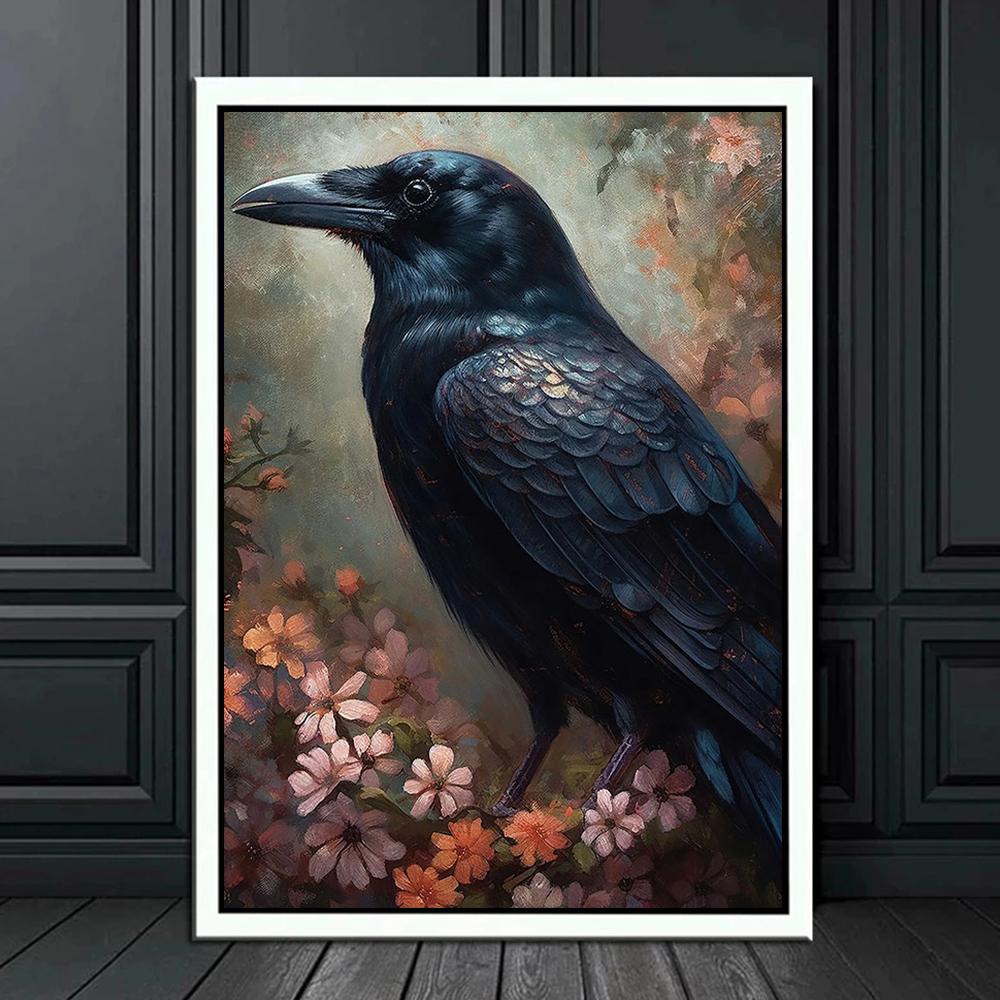Dark Academy Art Wall Poster Victoria Crow Witch Ghost Black Cat Halloween Background Decoration Gothic Image Printing Holiday Gifts Canvas Painting