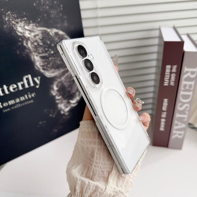 Slim Matte Transparent Magnetic Double Hinge Protection Back Case for Samsung Galaxy Z Fold8 Ultra 8 7 6 5 4 / W25 Magnetic Case