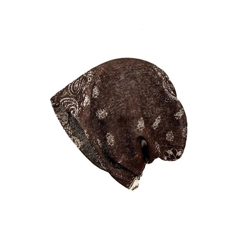Tie-dye thin breathable beanie for women, stylish design, face-slimming, pull-on hat, winter hat