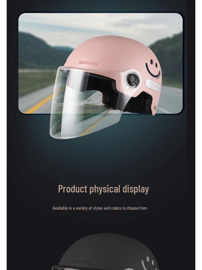 Certified New Smiley Face Helmet for Electric Scooters and Motorcycles - Summer Sun Protection, Half Coverage