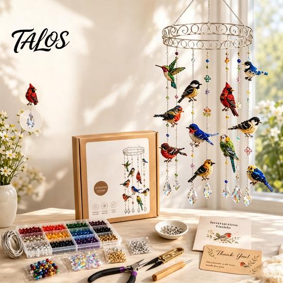 Modern Minimalist Patio Decor Graceful Bird Wind Chime, Stained Outdoor Sun Catcher Windchime, Colorful Yard Spiritual Peace Meditation Decorations,