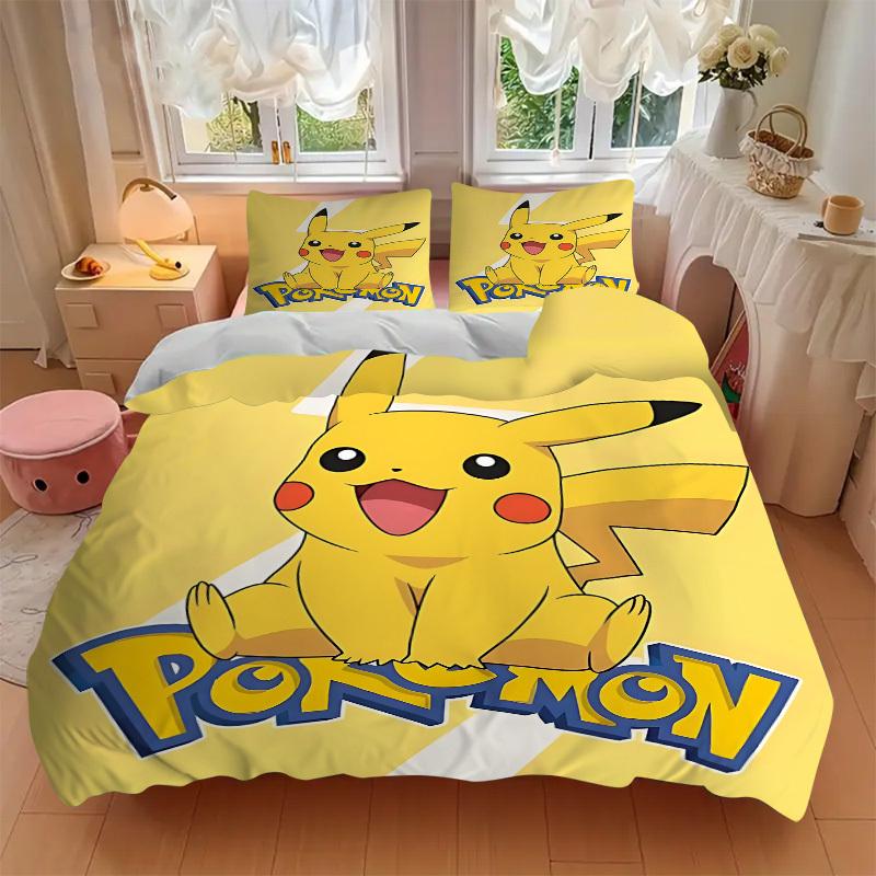3pcs Bedding Set Pokémon Includes 1 Comforter+2 Pillowcases, Without Pillow Inserts, Soft Comfortable, Lightweight Breathable,204