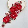 1PCS Handmade 3d sew on applique embroidery rhinestone flower patch for wedding dress