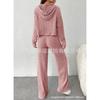 Herbst- und Winter-Freizeit-Strickset mit langen Ärmeln, Damen-Kapuzensweatshirt, lockere Hose zweiteiliges Set