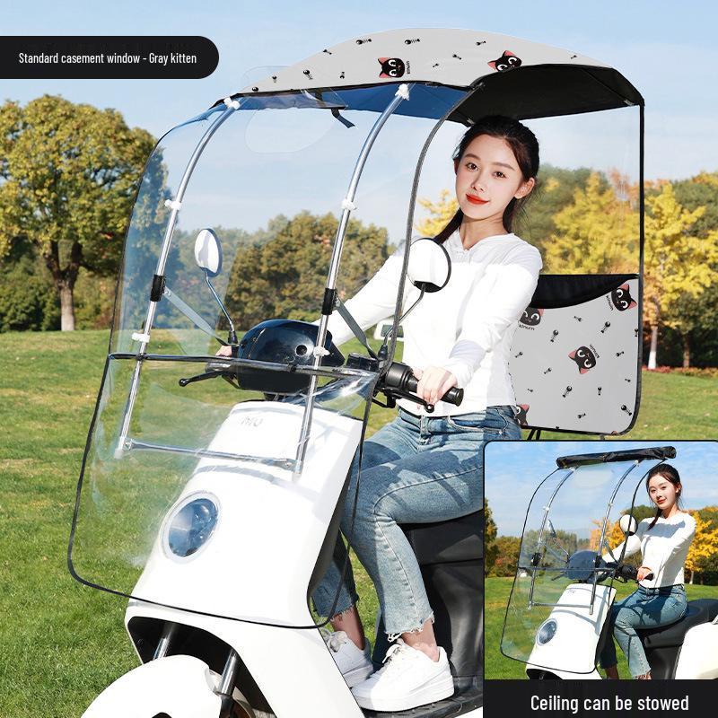 Enhanced Electric Motorcycle Canopy: Rainproof, Removable, and Windproof Umbrella