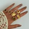 IF ME 6 Pieces/set of Retro Trendy Pleated Geometric Rings, Women's Irregular Aesthetic Jewelry Accessories