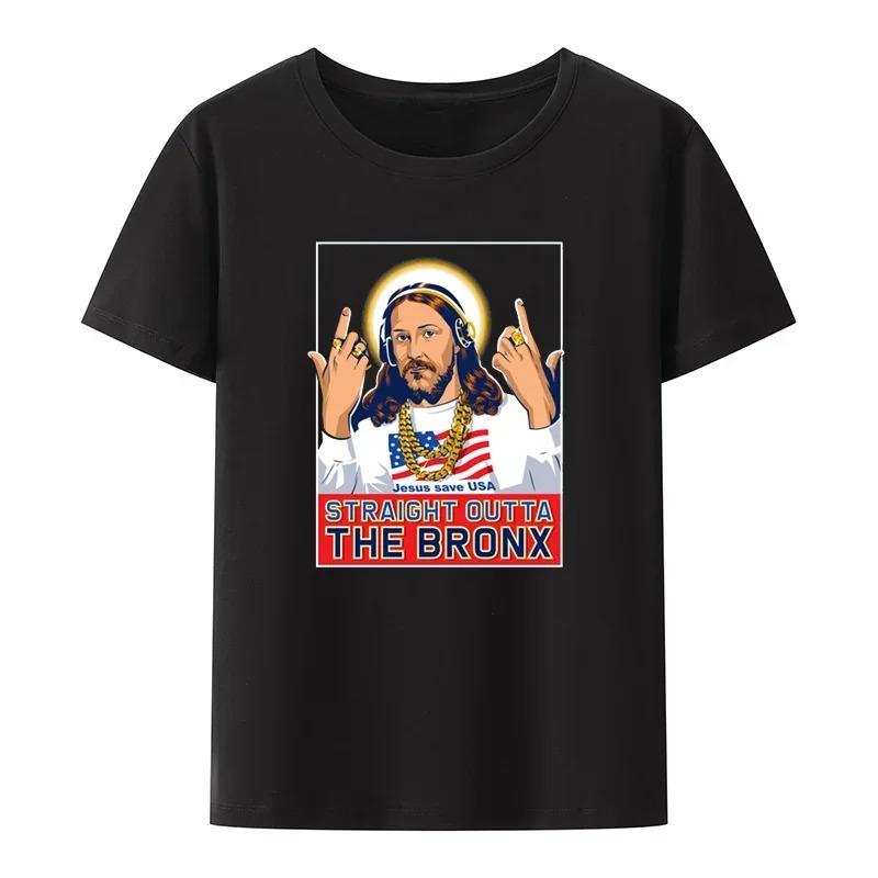 Moshi Jesus Desu Rolig T-shirt Kortärmad Andningsbara T-shirts Casual Toppar Mönster Roupas Överdimensionerade Högkvalitativa Mjuka Lösa