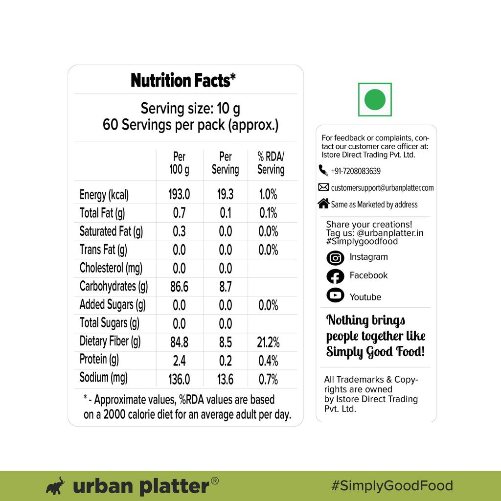 Urban Platter Isabgol Powder, 600g (Finely Milled Psyllium Husk, Rich In Dietary Fibre, Supports Digestive Health, Nature's Soluble Fibre)