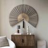 Handcrafted Bamboo Woven Hanging Fan In New Chinese Style, Elegant Wall Decor Pendant for Hotel, Homestay,  Wedding Scene Layout