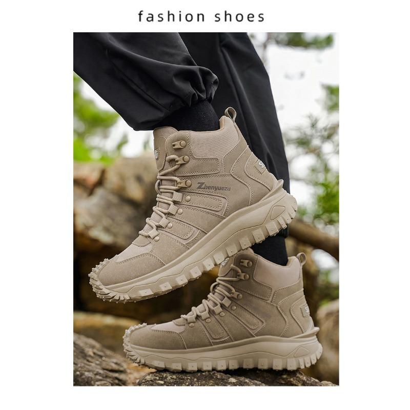 Men Outdoor Functional Hiking Trekking Wear Resistant Work Shoes Light Thick Sole Casual Sports Shoes