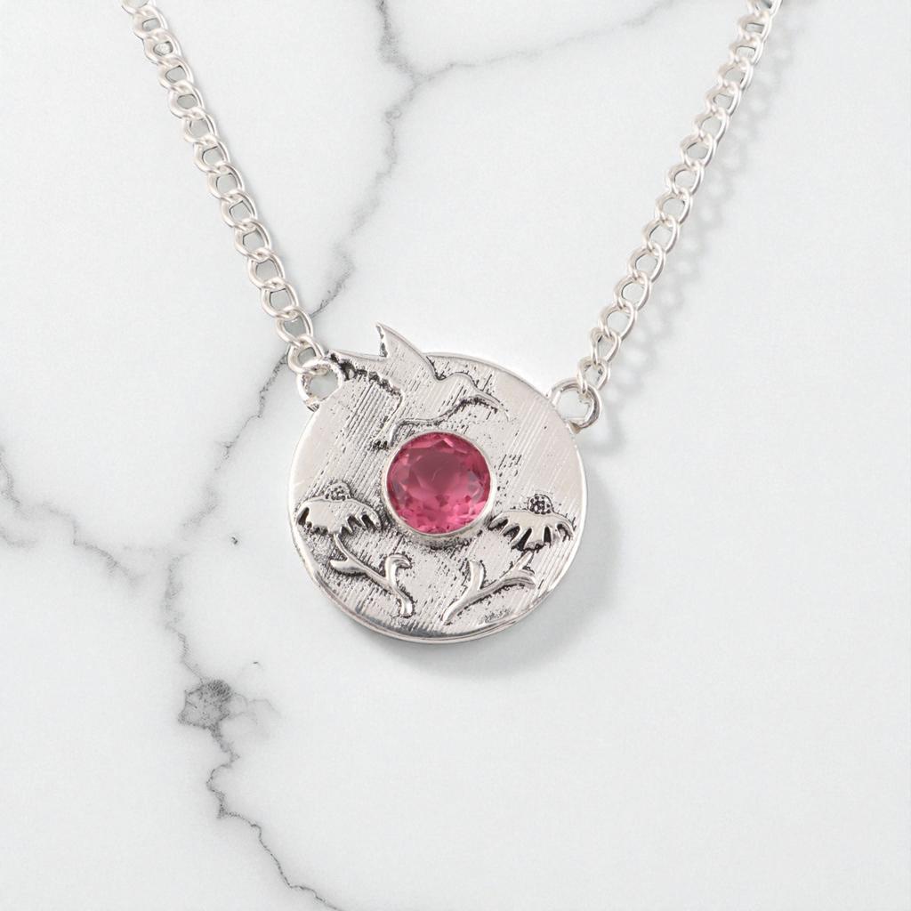 Rare Pink tourmaline Gemstone 925 Sterling Silver  Jewelry Handmade Pendant0.92" CP-34-16