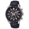 CASIO EDIFICE 100 meters waterproof, date and week display, Quartz, leather strap, , men's watch, black dial EFR-574BL-1AV