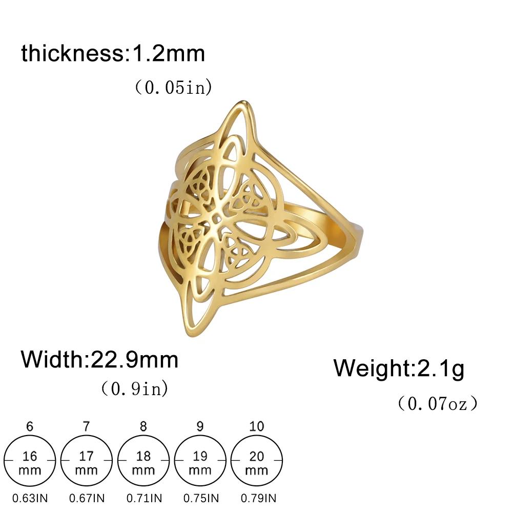 

Witchcraft Witch Knot Ring Stainless Steel Finger Rings Wicca Triquetra Celtics Knot Amulet Protection Jewelry Women Men 10 золотий