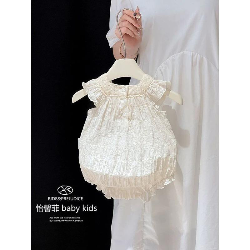 Thin Summer Baby Girls Romper Stylish Princess Wrap Hip Bodysuit For Newborn Full Moon 1st Birthday Outdoor Crawling Outfit