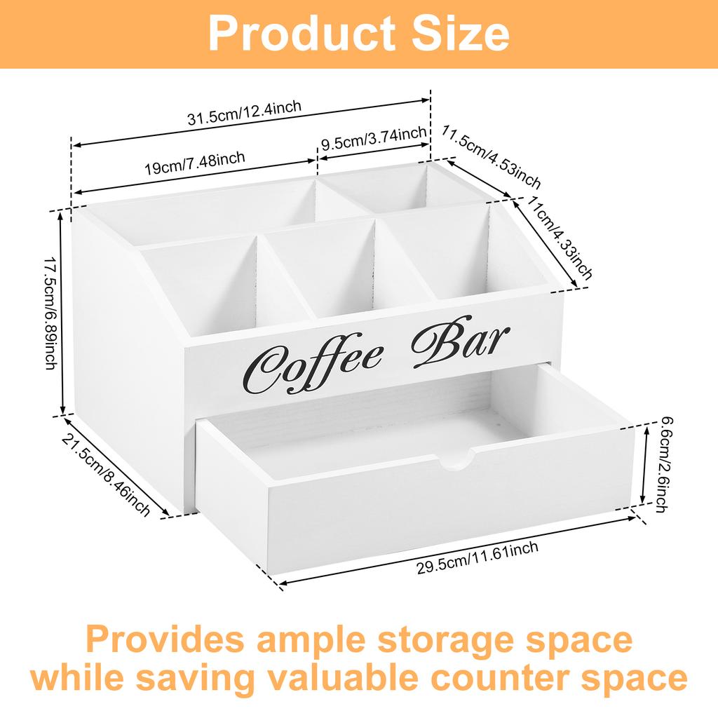 Wooden Coffee Rack Coffee Bar Organizer 5 Compartments Coffee Bar Accessories Vintage Coffee Storage Station Coffee Pods Holder