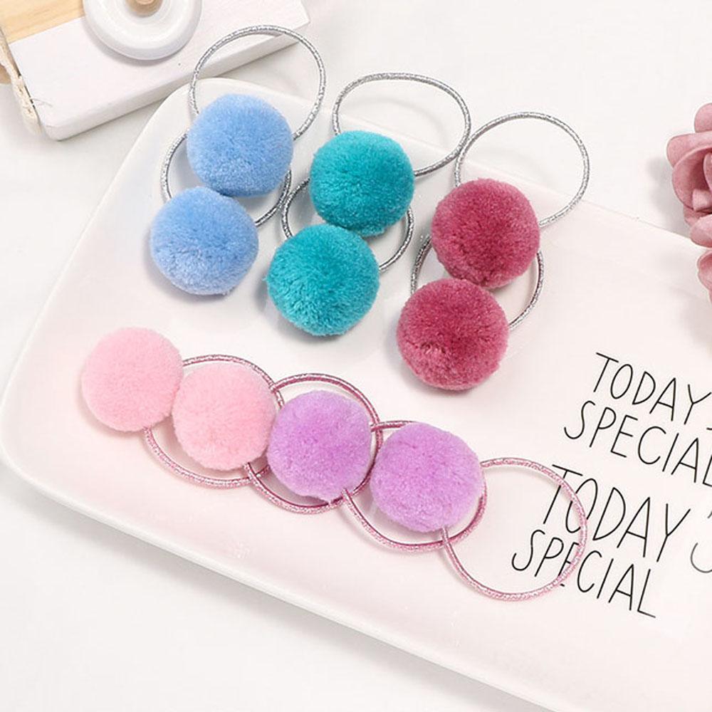 

Cute Children Rubber Pompom Girl Fur Ball Hair Ring Hair Accessories Kids Hair Rope Rubber Band хаки