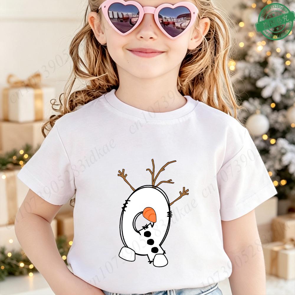 Christmas Cute Design A‑Z 26 Alphabet Printed Kids Tee Cotton O‑Neck Short Sleeve Boys Girls Winter Holiday Party Child Clothing