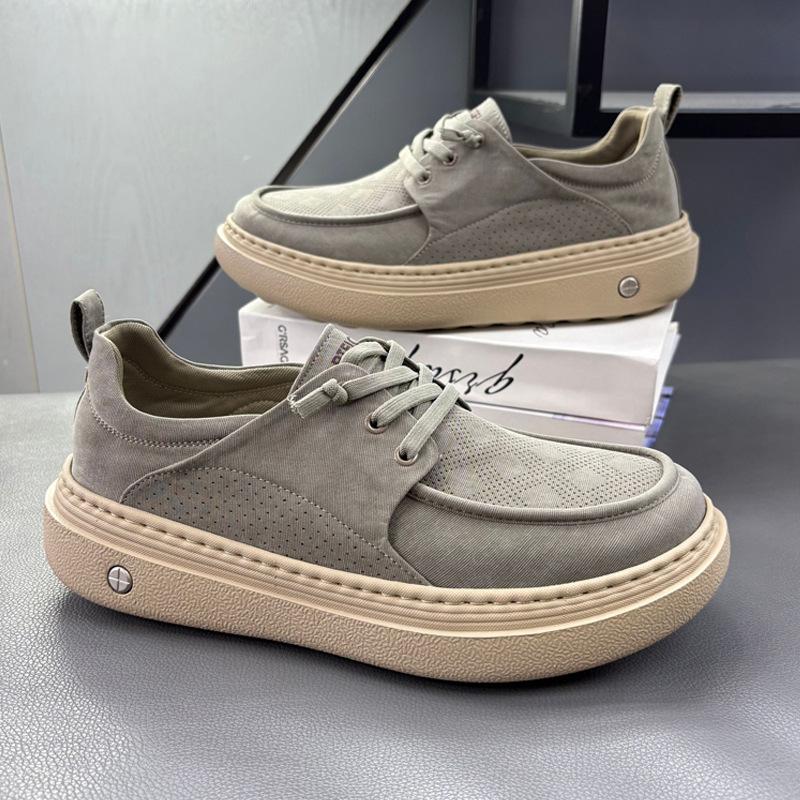 Men's Lace-up Canvas Sports Shoes Summer Mesh Breathable Platform Soft Sneakers for Men Anti-Slip Lightweight Casual Footwear