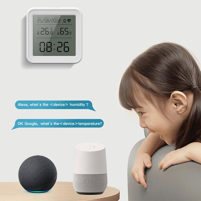 Portable WiFi Temperature Humidity Sensor Hygrometer Thermometer Smart Home Smart Life App Support Alexa Google Assistant Digital Display for Home