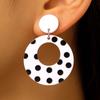 Black White Polka Dot Hollowed Out Large Circle Earrings for Women Fashion Exaggerated Acrylic Drop Earrings Jewelry Accessories