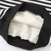 Black and white striped crew neck jumper autumn and winter new children's fleece sweater casual pocket children's top