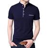 Men's Casual and Fashionable Solid Color Short Sleeved Stand Up Collar T-shirt Summer Versatile and Comfortable Top