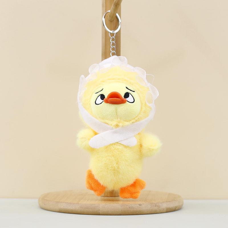 Fluffy Annoying Plush Duck Keychain 14cm Soft Yellow Toy Bag Gift Charm