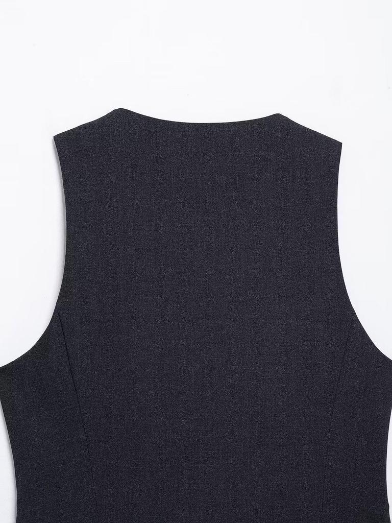 Vestă fără mâneci slim fit pentru femei, stil european și american, Primăvara 2025, Veston, Fustă și Pantaloni