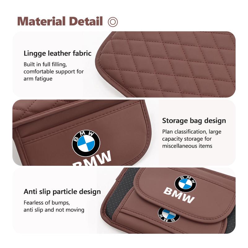 Leather Car Elbow Support Storage Box Armrest Cushion With Pocket For BMW M Performance E36 E46 E60 E90 E91 E92 E93 F30 F20
